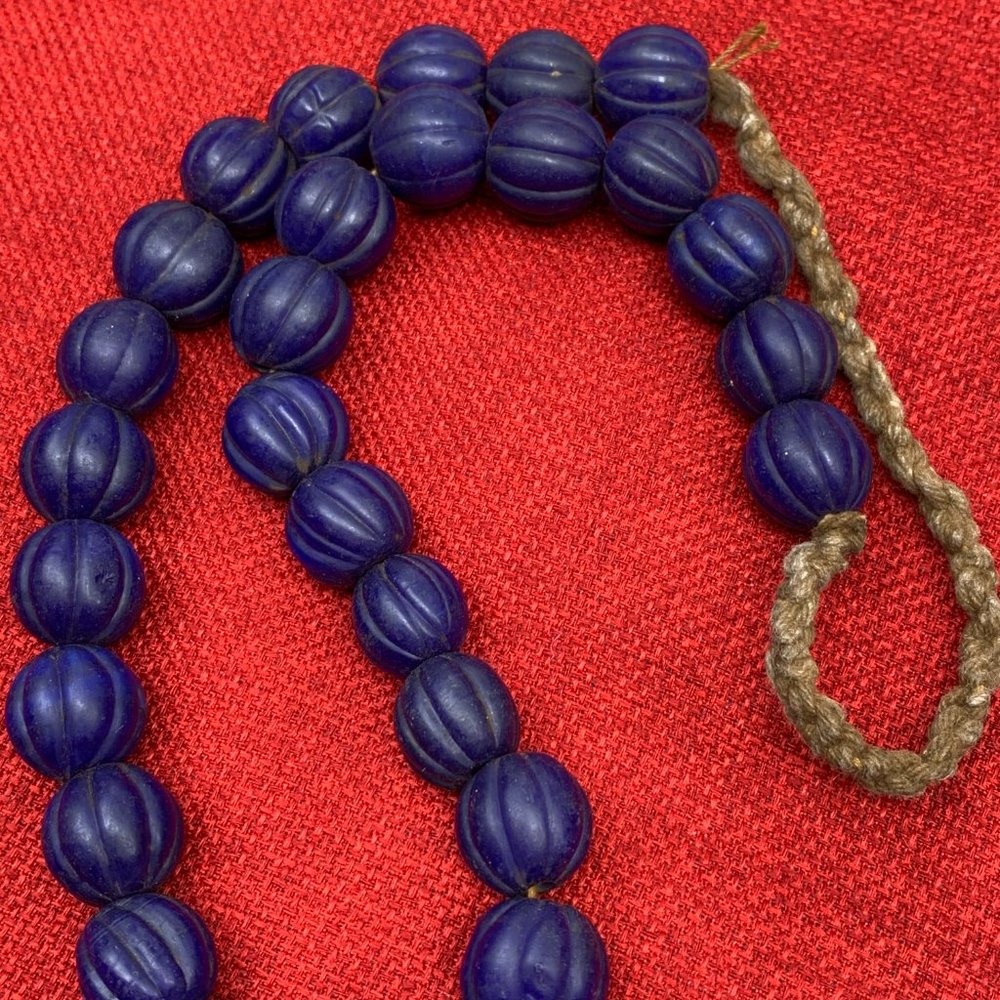 Antique Blue Nanhong Mala Prayer Beaded Necklace Tibetan